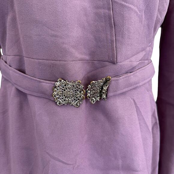Vintage 1950s Lavender Wiggle Dress with Ornate Buckle Belt – Size Medium - Picture 8 of 16